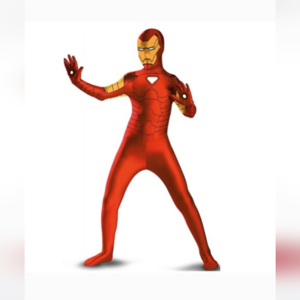 Boys Marvel IRON MAN Bodysuit Halloween Costume Size L 10/12 Skinsuit